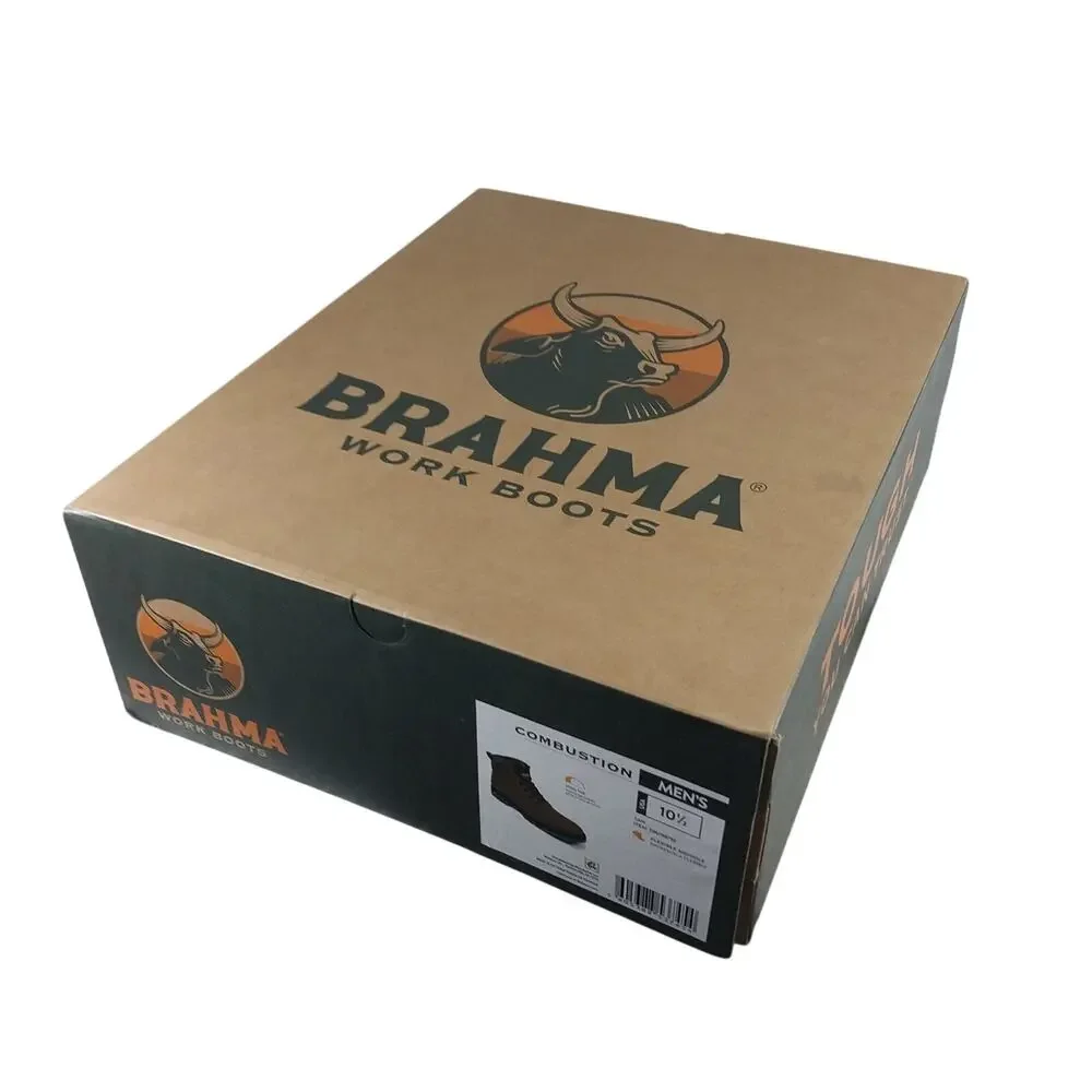 NWT! BRAHMA! COMBUSTION TAN HEAVY DUTY STEEL TOE, FLEX SOLE WORK BOOTS! SZ 10.5